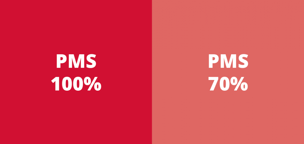 Couleur PMS opacité 100% vs. 70%