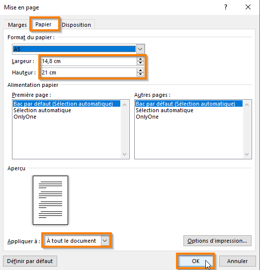 Definir des marges dans Microsoft word 365 étape 3