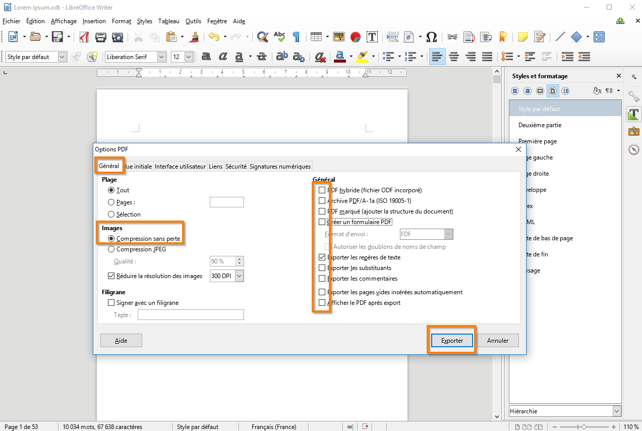 Créer un PDF ‘prêt à imprimer’ avec Libre Office etapé 2