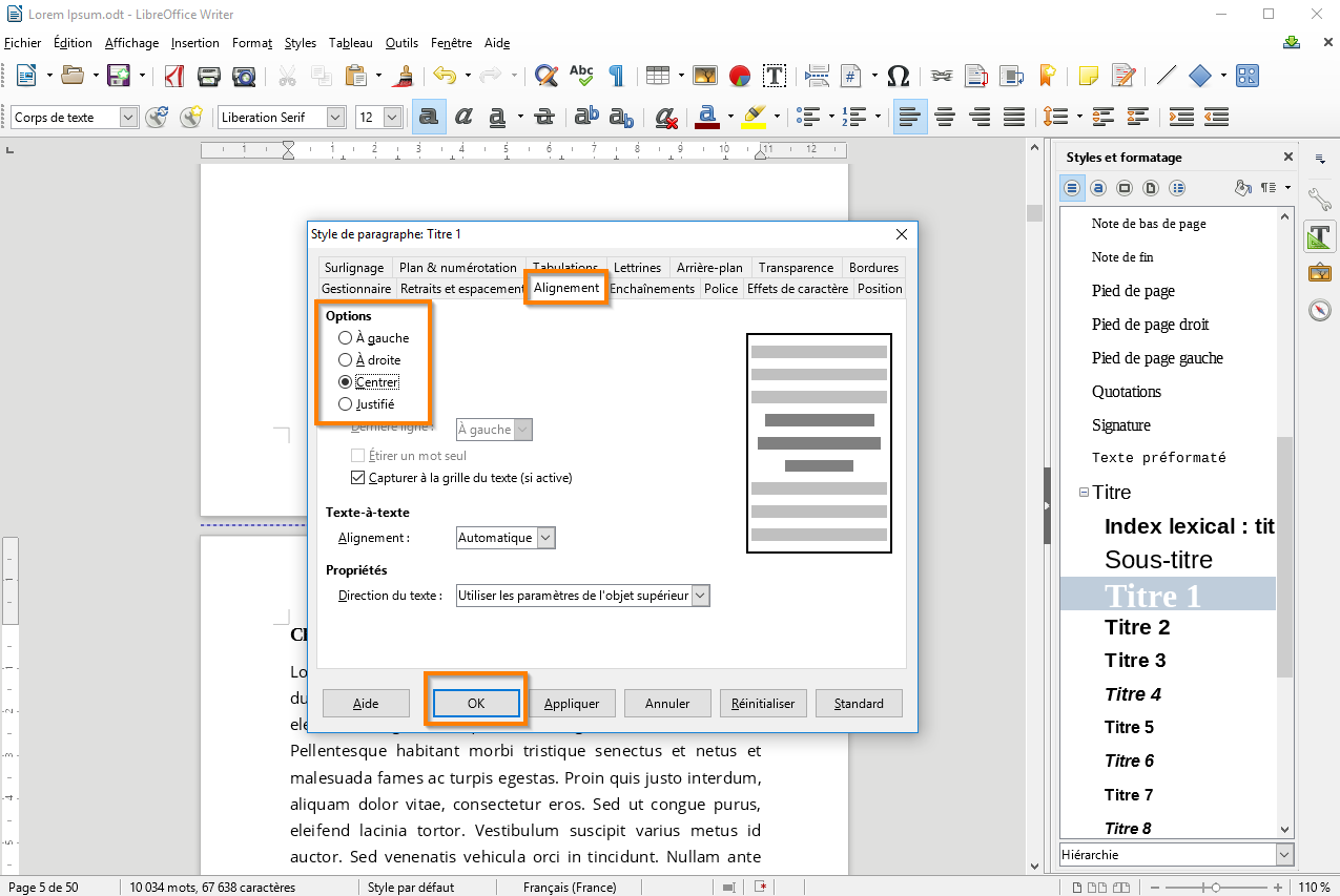 Créer une table des matières dans Libre Office etapé 5