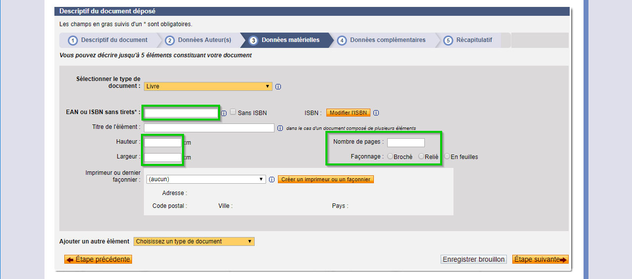 BNF Extranet étape 7