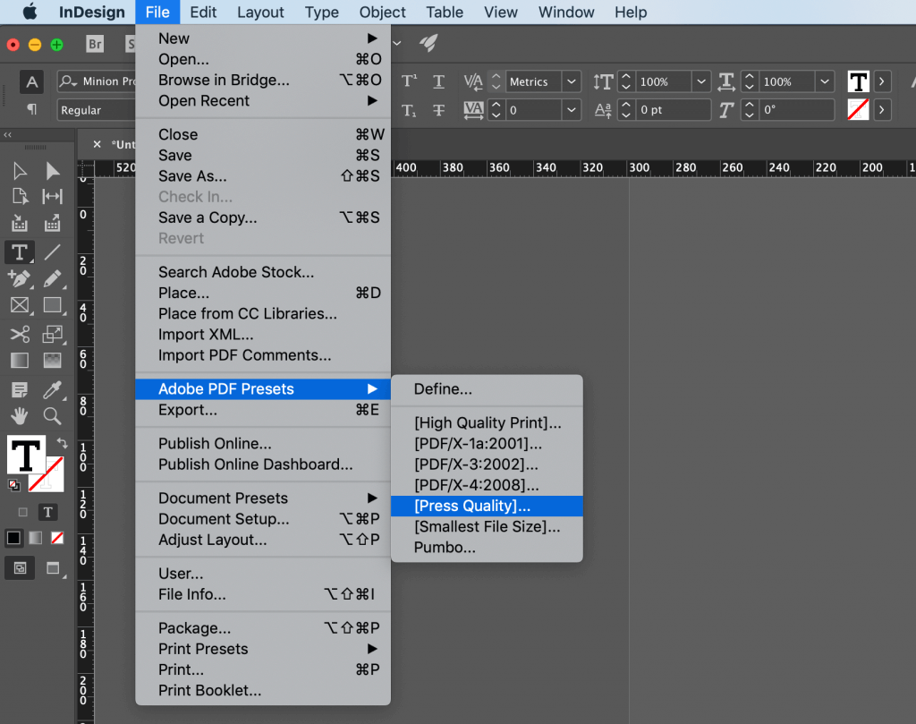 Créer un pdf de couverture dans InDesign