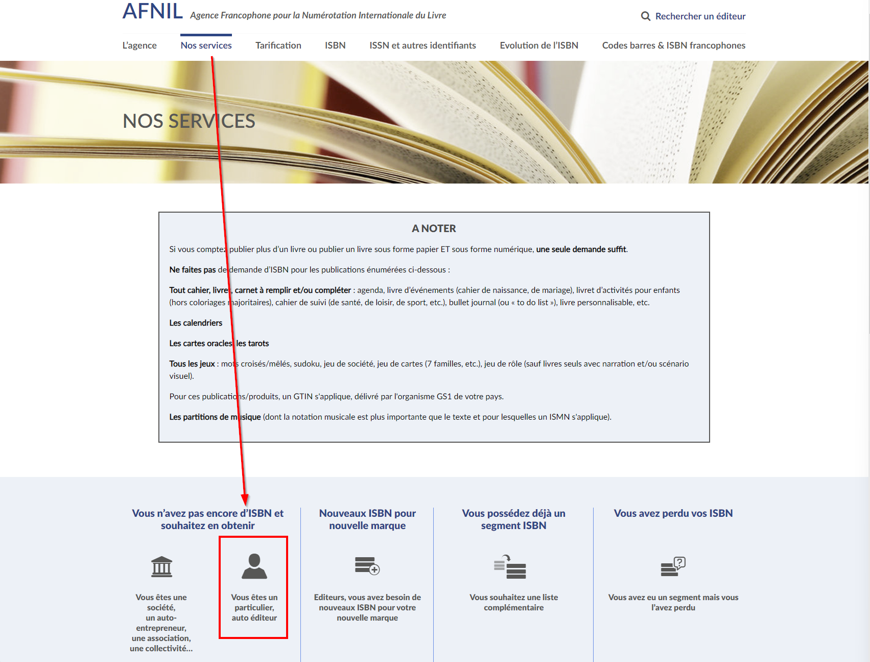 Demander un ISBN Anfil Nos services