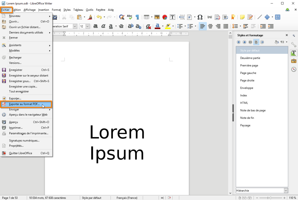 Créer un PDF ‘prêt à imprimer’ avec Libre Office etapé 1