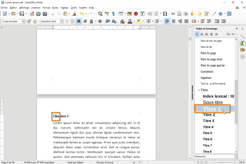 Créer une table des matières dans Libre Office etapé 6
